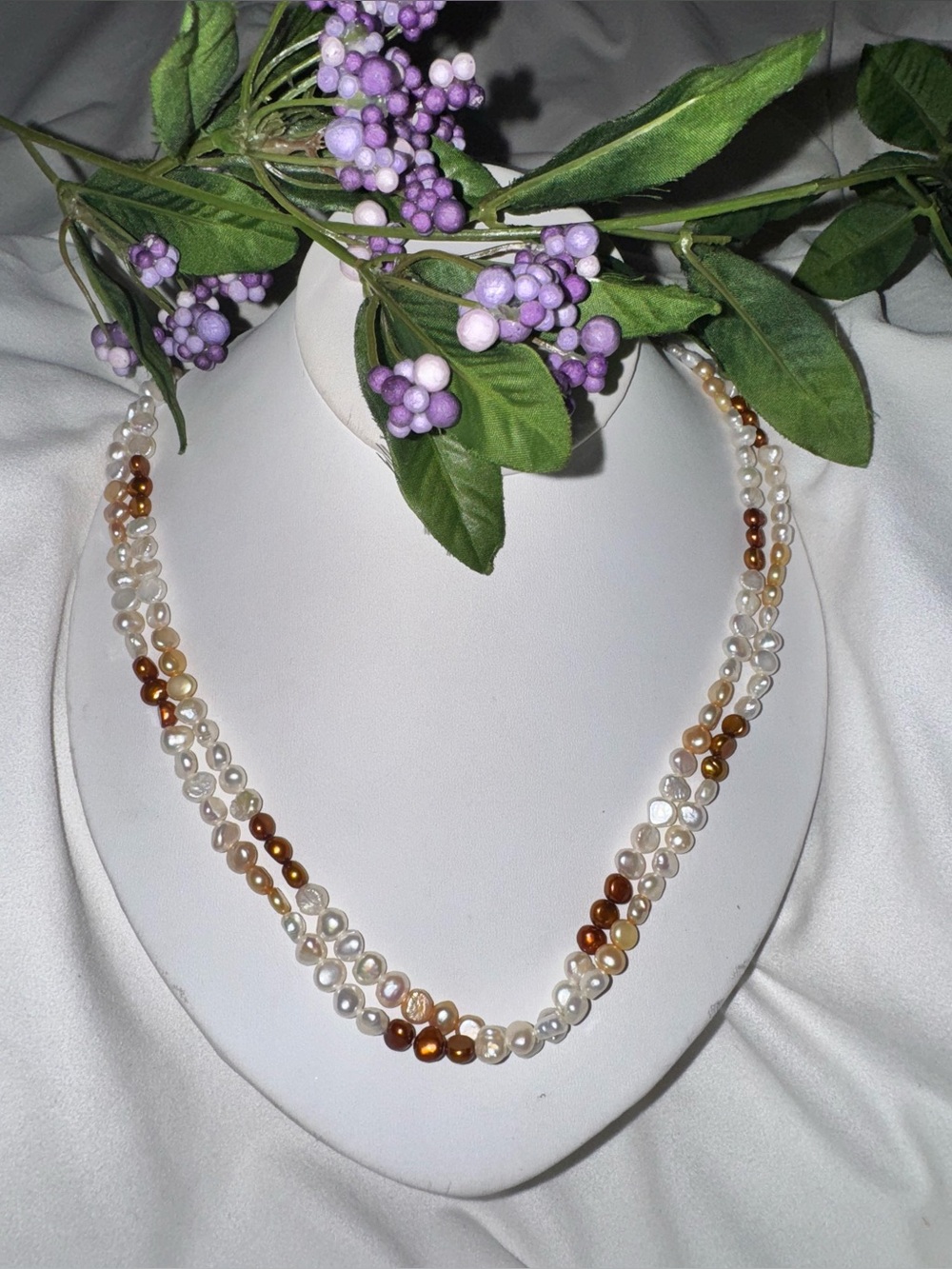 Vintage Freshwater Baroque Multi Color Pearl Necklace, 24"
